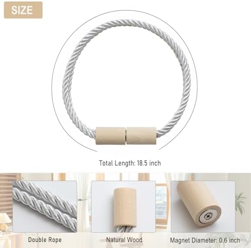 Contoeey Magnetic Boho Curtain Holders 2 Pack White