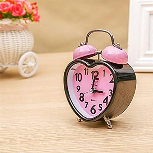 Heart Shape Double Bell Alarm Clock with Nightlight Pink