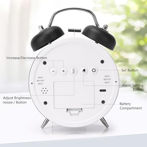 Super Loud Digital Alarm Clock with LED Display and Double Bell Sound