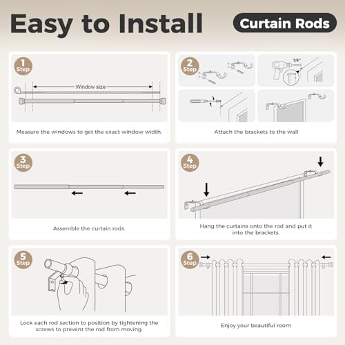 Wood Curtain Rods 30-88 Inches Heavy Duty 1 Inch Diameter