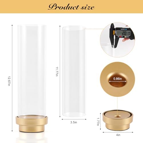 SUJUN Gold Hurricane Candle Holders Set of 2