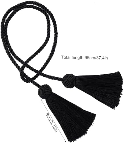 4 Pack Black Curtain Tiebacks With Tassels
