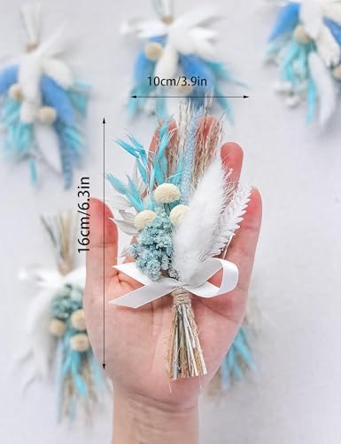Mini Dried Flower Bouquet Set 6 pcs Blue