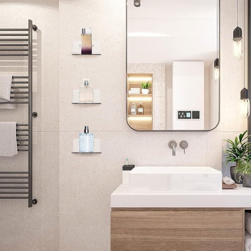 LUOBAO Clear Acrylic Floating Wall Shelves 4 Pack