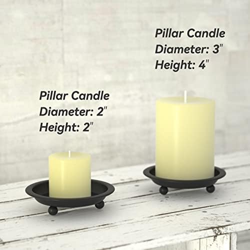 Matte Black Iron Candle Plates Set of 2