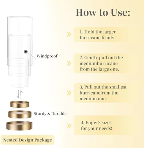 Hewory Gold Hurricane Candle Holder Set of 6