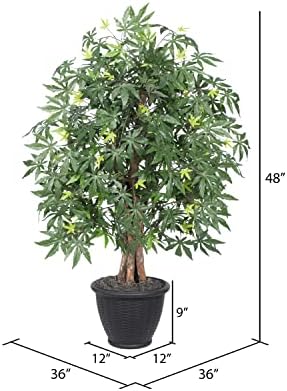 Vickerman 4 Foot Artificial Japanese Maple Bush with Decorative Container