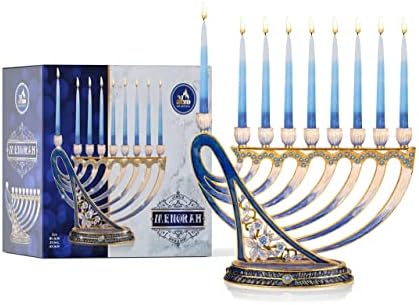 Hanukkah Menorah with Gold Accents and Jewels