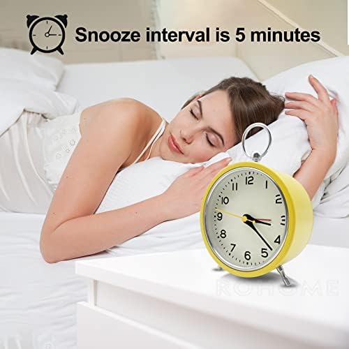 Small Alarm Clock with Night Light and Hanging Design Yellow
