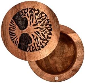 Samhita Handmade Acacia Wood Urn for Human Ashes