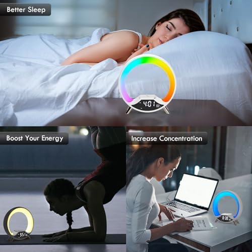 GuDoQi Sunrise Alarm Clock with Wireless Charging and Bluetooth