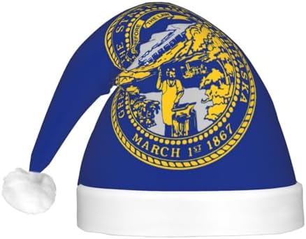 Nebraska Flag Print Christmas Hat with LED Lights