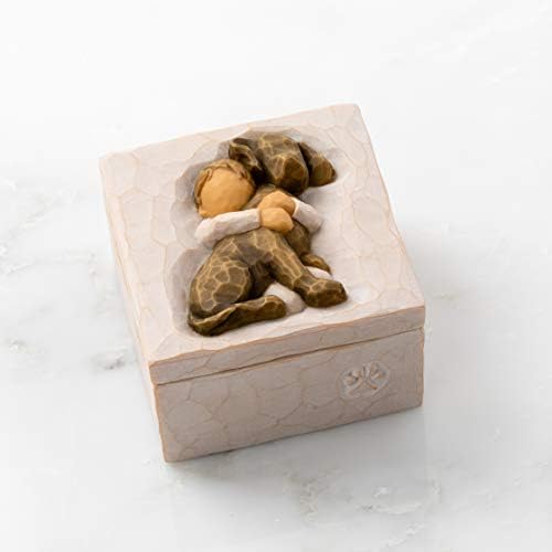Willow Tree Hug Dark Dog Hand-Painted Keepsake Box