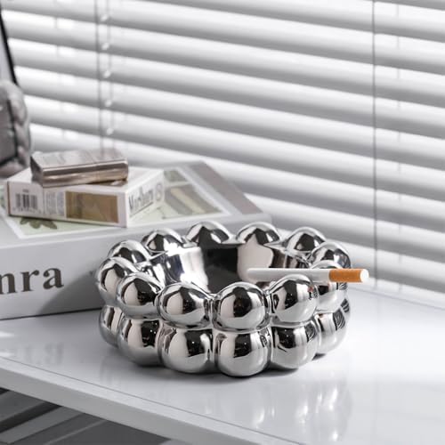 WAIT FLY Creative Bubble Ceramic Ashtray - Silver