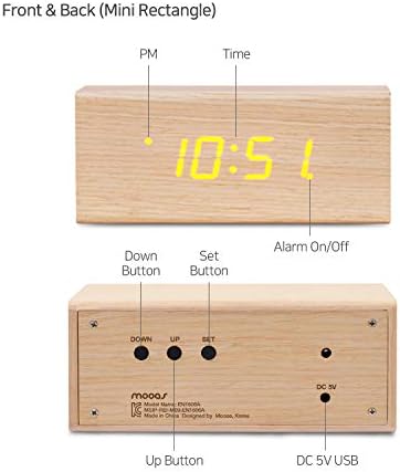 Mooas Real Wooden Digital Alarm Clock with LED Display