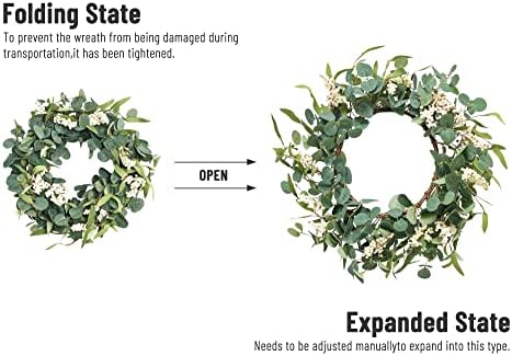 Pinkpum 20 Inch Eucalyptus Wreath for Front Door