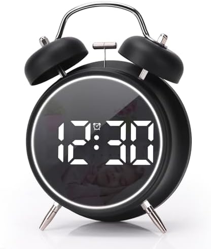 Super Loud Digital Alarm Clock with LED Display and Double Bell Sound