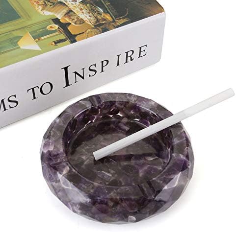 Yoption Amethyst Crystal Ashtray with Tumbled Stone Design