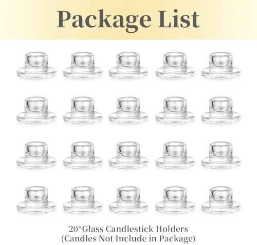 Hewory 20PCS Clear Taper Candle Holders Set