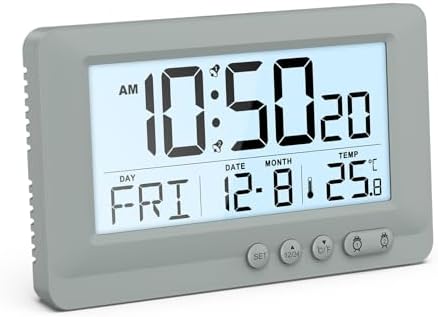 KeeKit Digital Alarm Clock with Dual Alarms and Temperature Display