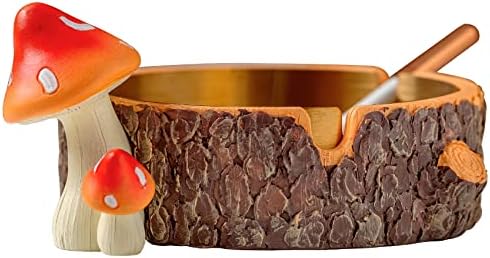 Cute Mushroom Ashtray with Stainless Steel Tray