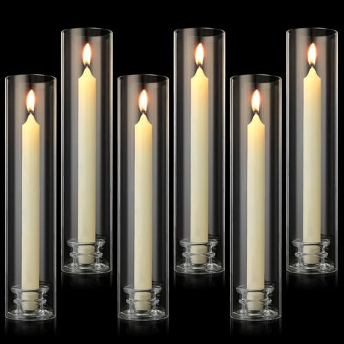 6 Sets Modern Candle Stand with Chimney Covers for Tapered Candles