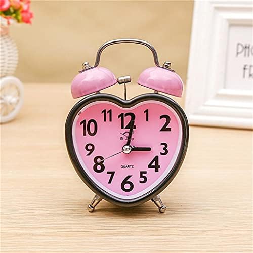 Heart Shape Double Bell Alarm Clock with Nightlight Pink