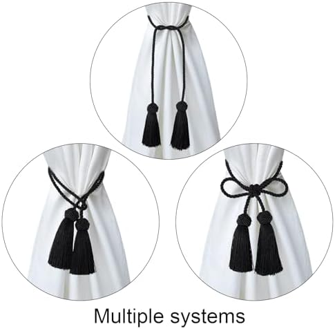 4 Pack Black Curtain Tiebacks With Tassels