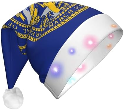 Nebraska Flag Print Christmas Hat with LED Lights