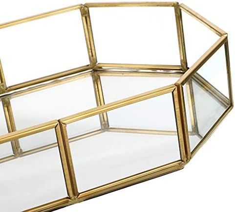 Hipiwe Mirror Glass Vanity Tray - Gold Ornate Decorative Tray