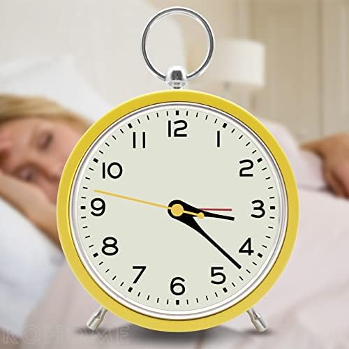 Small Alarm Clock with Night Light and Hanging Design Yellow