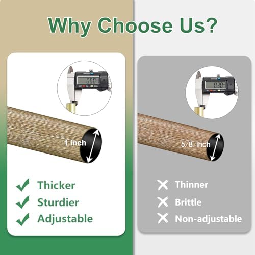 Byondeth Adjustable Window Curtain Rods 1 Inch Diameter with Wood Grain Finials