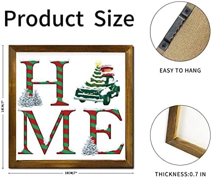 Christmas Candy Cane Framed Wood Sign 7x7 Inch