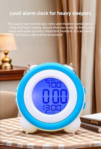 Super Loud Alarm Clock with Retro Design and Backlight Display