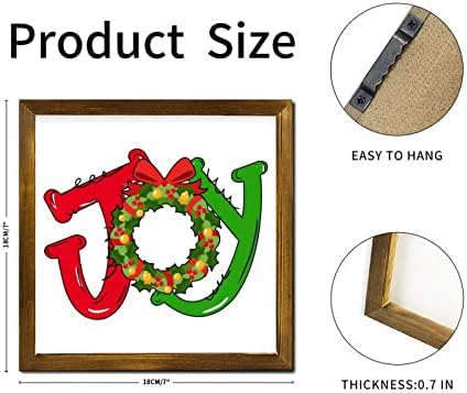 Christmas Joy Ball Framed Wooden Sign 7x7 Inch Wall Decor