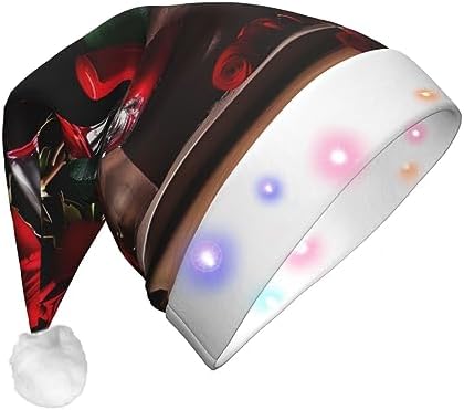 Red Rose And Wine Decor Led Christmas Hat Unisex Beanie