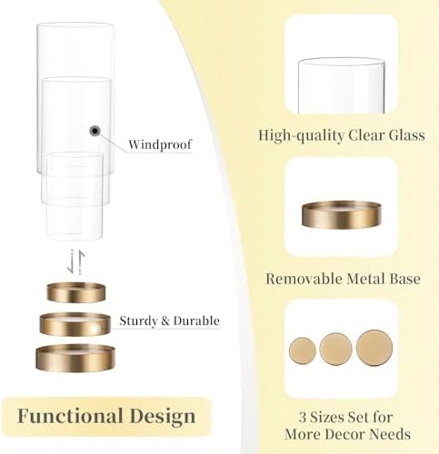 Hewory Gold Hurricane Candle Holder Set of 6