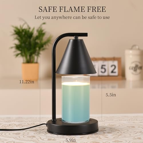 Candle Warmer Lamp with 2 Bulbs Black Jar Design