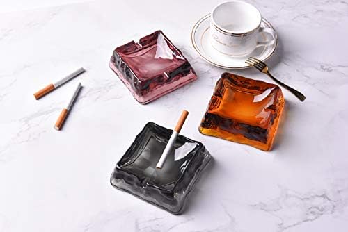 Dark Grey Glass Ashtray for Cigarettes