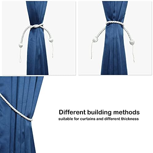 2 Pack Curtain Ropes Tiebacks Handmade Holdbacks - Polyester White