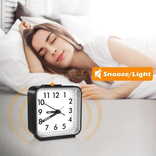 JXTZ Silent Alarm Clock with Night Light and Snooze