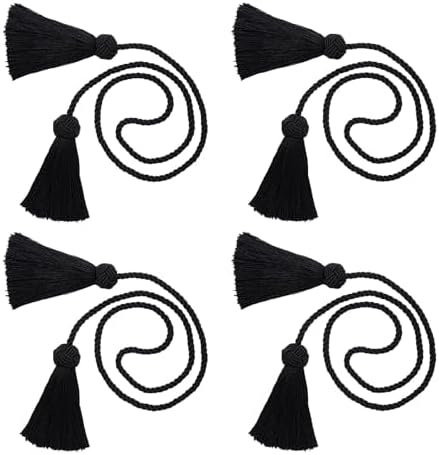 4 Pack Black Curtain Tiebacks With Tassels