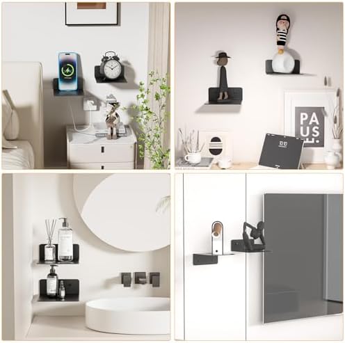 Small Floating Wall Shelves Set of 2 - 5 Inch Metal Black