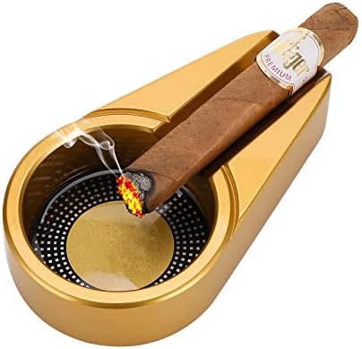 CiTree Cigar Travel Ashtray in Gold Metal
