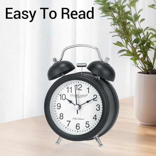 Professional Grade Metal Win Bell Alarm Clock with Silent Operation and Night Light