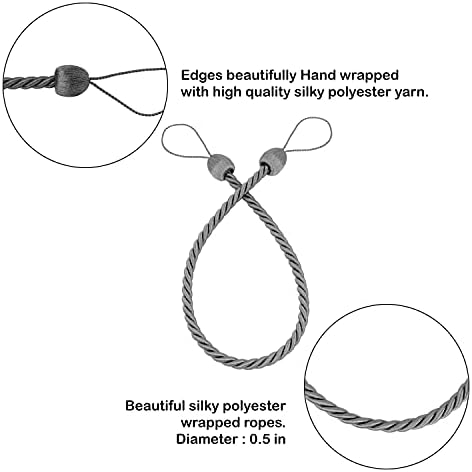 2 Pack Charcoal Polyester Curtain Tiebacks 1
