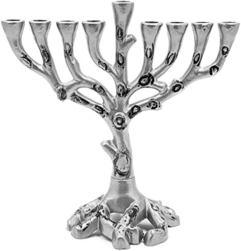 The Dreidel Company Hanukkah Menorah Tree of Life Mini Pewter Finish
