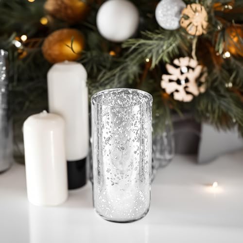 WGVI Hurricane Candle Holder Sleeve Silver Speckled Glass