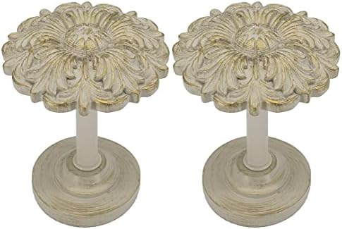 MERIVILLE 2 Pack Fleur Window Drapery Holdbacks with Gold Finish