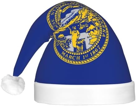 Nebraska Flag Print Christmas Hat with LED Light